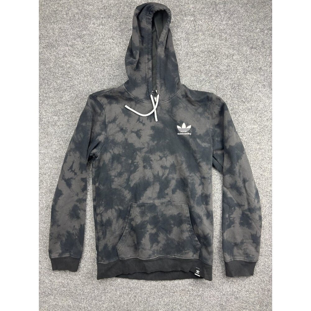 Adidas Skateboarding‎ Hoodie Mens Small Black Gray Tie Dye Trefoil Pullover